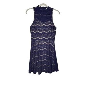 Love Fire Womens Navy Lace Dress Lace Cocktail Blue Size M